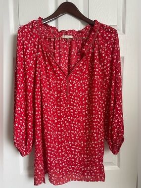 Max Studio Red Floral Blouse